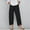 Black, variant on Womens Cotton Linen Pants Sale Plus Size Casual Flowy Wide Leg Drawstring Elastic Waist Solid Color Straight Pants Capri Joggers Trousers with Pockets Black qILAKOG Size M