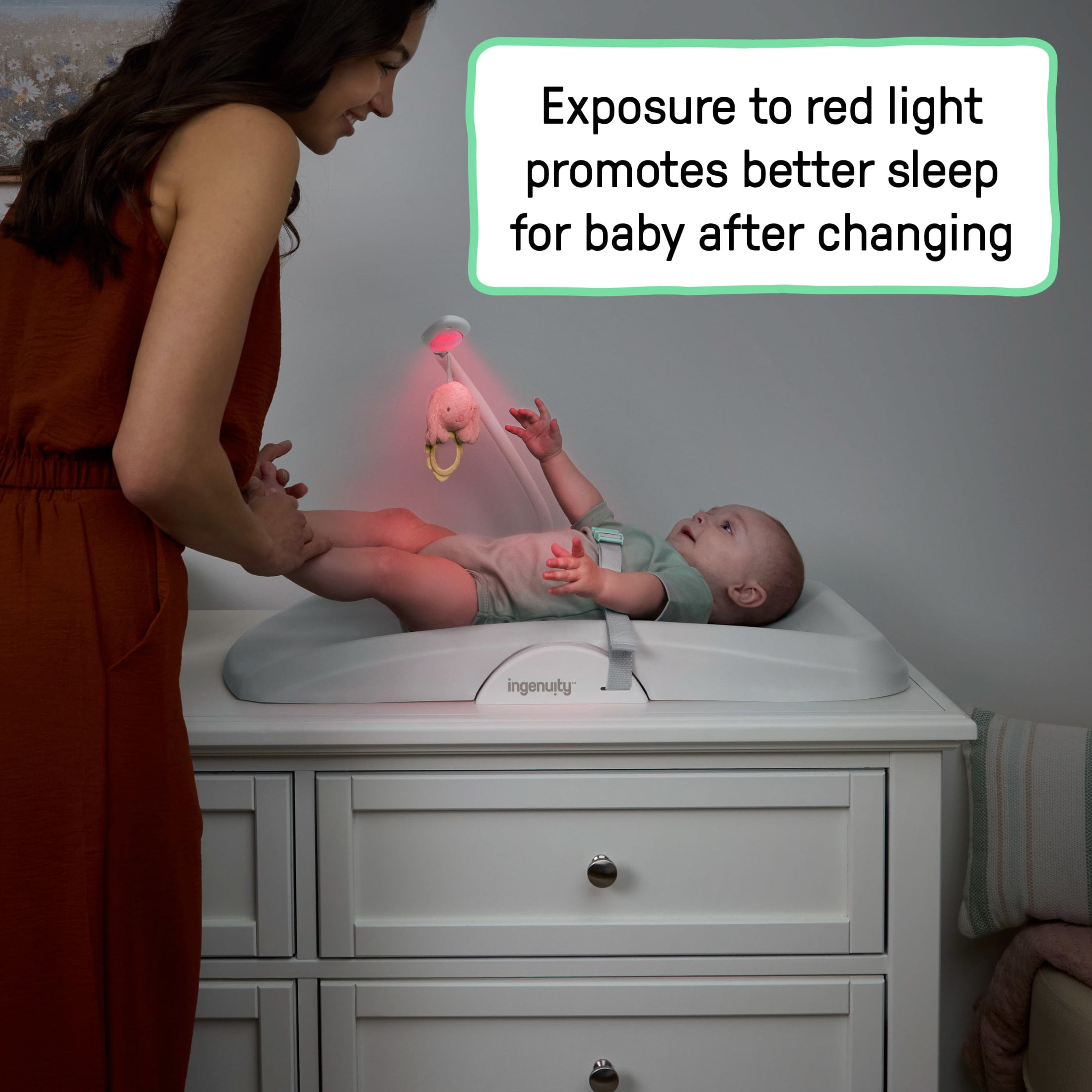 Ingenuity Day & Night Sylvi Baby Changing Pad - Includes Nightlight - Easy to Clean - Extra Comfort - Ages 0M+