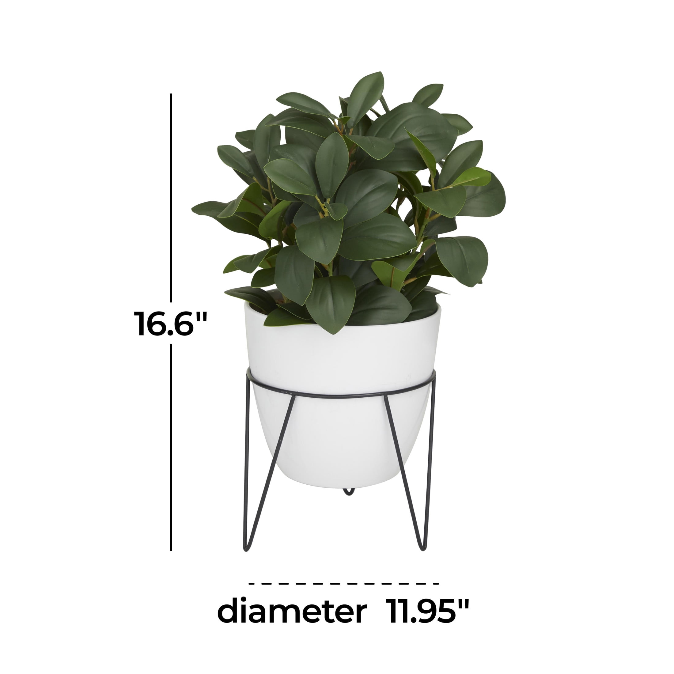 DecMode 17" Artificial Eucalyptus Plant in Realistic Leaves and Metal Stand and White Pot