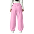 thumbnail image 4 of Guluxicc Women's Wide Leg Sweatpants with Pockets Drawstring Elastic Waist Solid Casual Sweatpants for Everyday Fall Winter, 4 of 5