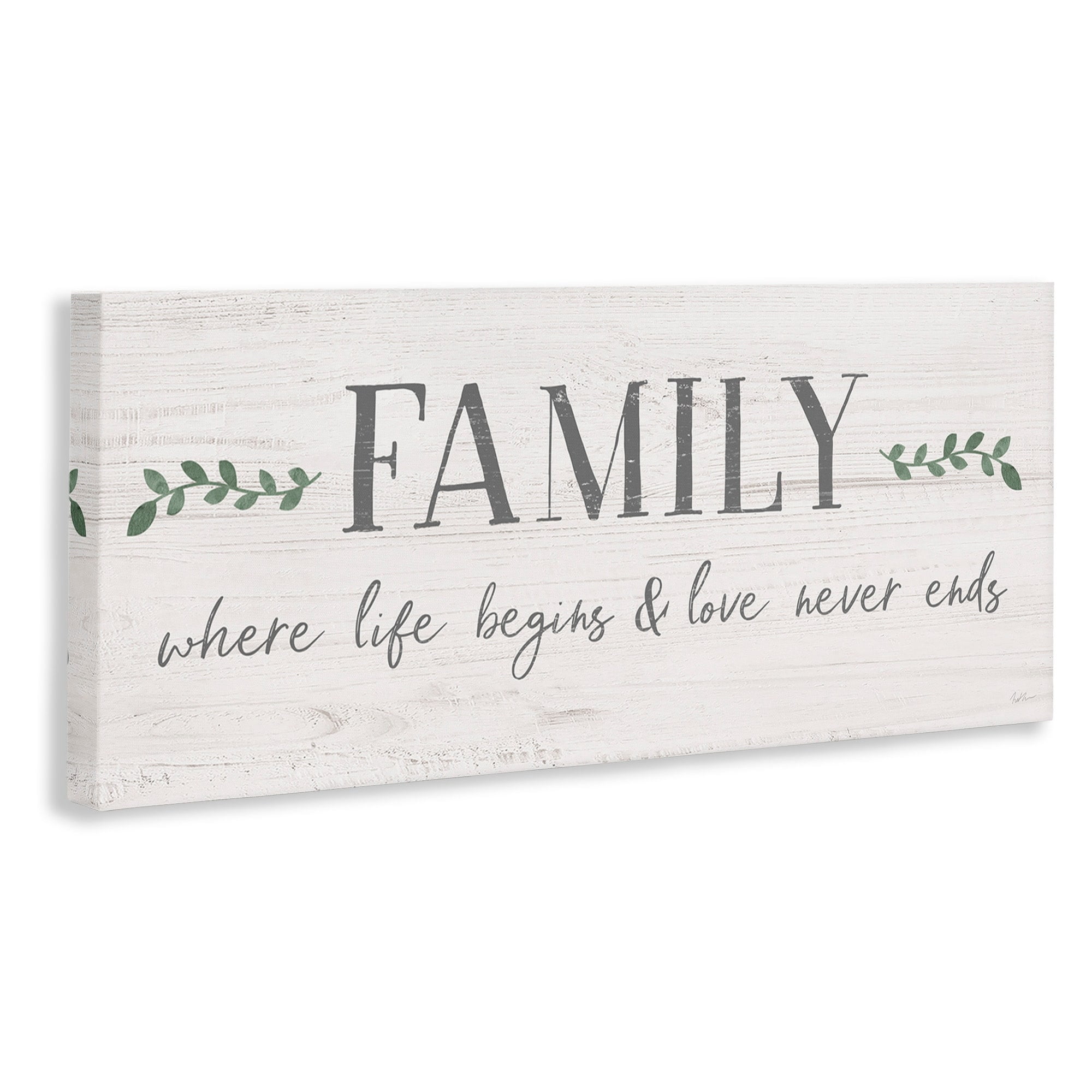 Stupell Industries Family Life Begins Love Never Ends Motivational Phrase, 24 x 10,Design by Natalie Carpentieri