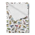 thumbnail image 2 of Animals Soft Flannel Fleece Throw Blanket, Natural Illustration of Colorful Different Birds on Branches Plain Background, Cozy Plush for Indoor and Outdoor Use, 50" x 60", Multicolor, by Ambesonne, 2 of 5