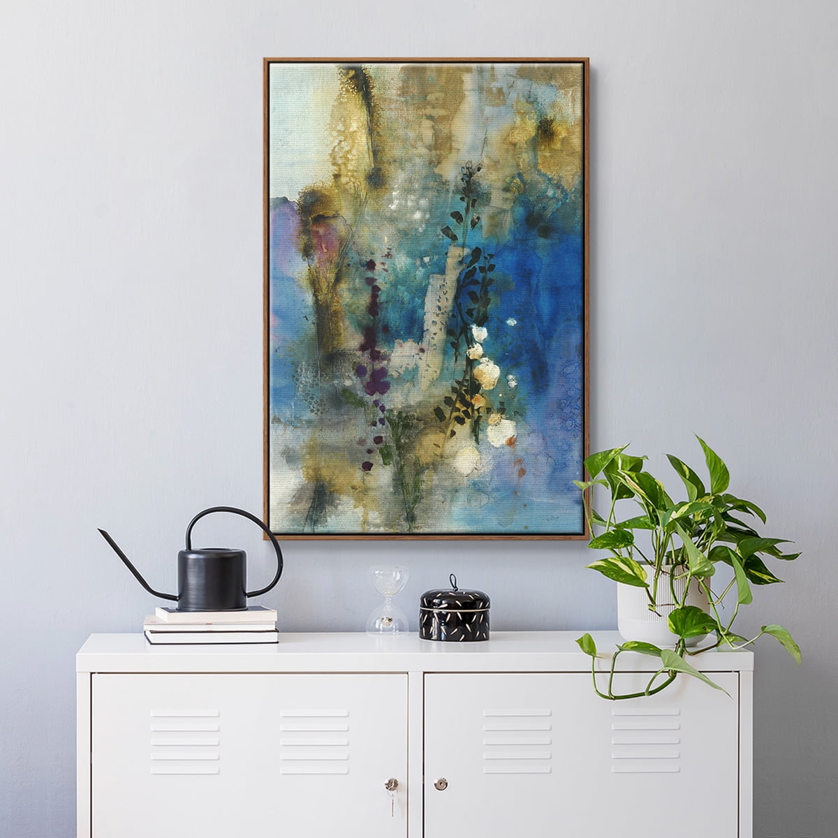 Immerge I Framed Premium Gallery Wrapped Canvas - Ready to Hang - 25 x 37 - Walnut Floating Frame