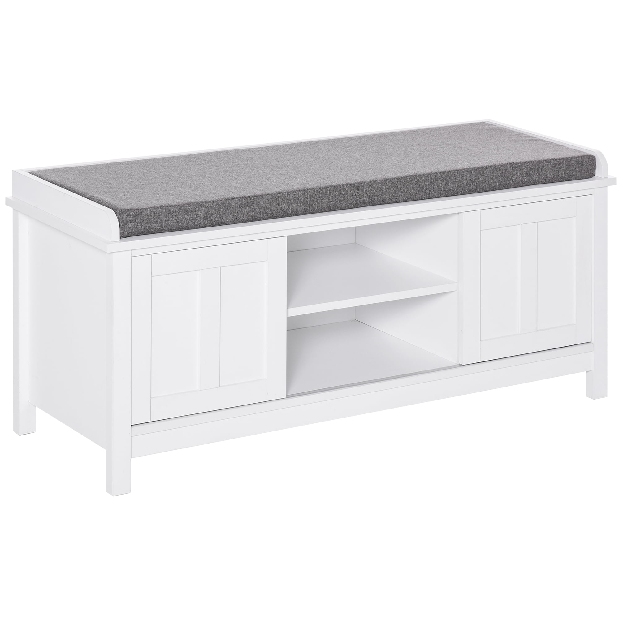 Entryway Shoe Bench Storage Ottoman with Adjustable Shelving, 6 Compartments, and Padded