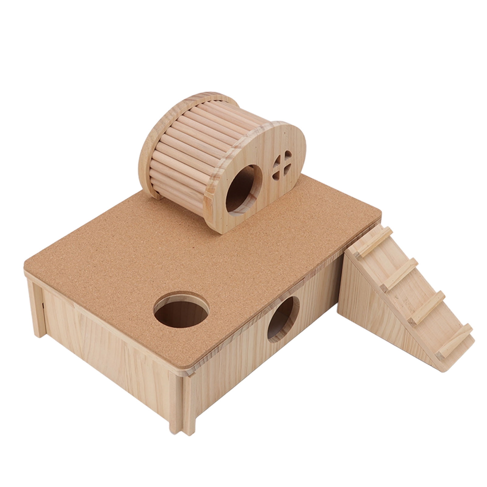 YAHHU Wooden Hamster Ladder House Wear Resistant Hamster Platform with Hideout Multi-Chamber Maze for Small Pets Chinchilla Guinea Pig Rabbit Habitat Decor Play Toys
