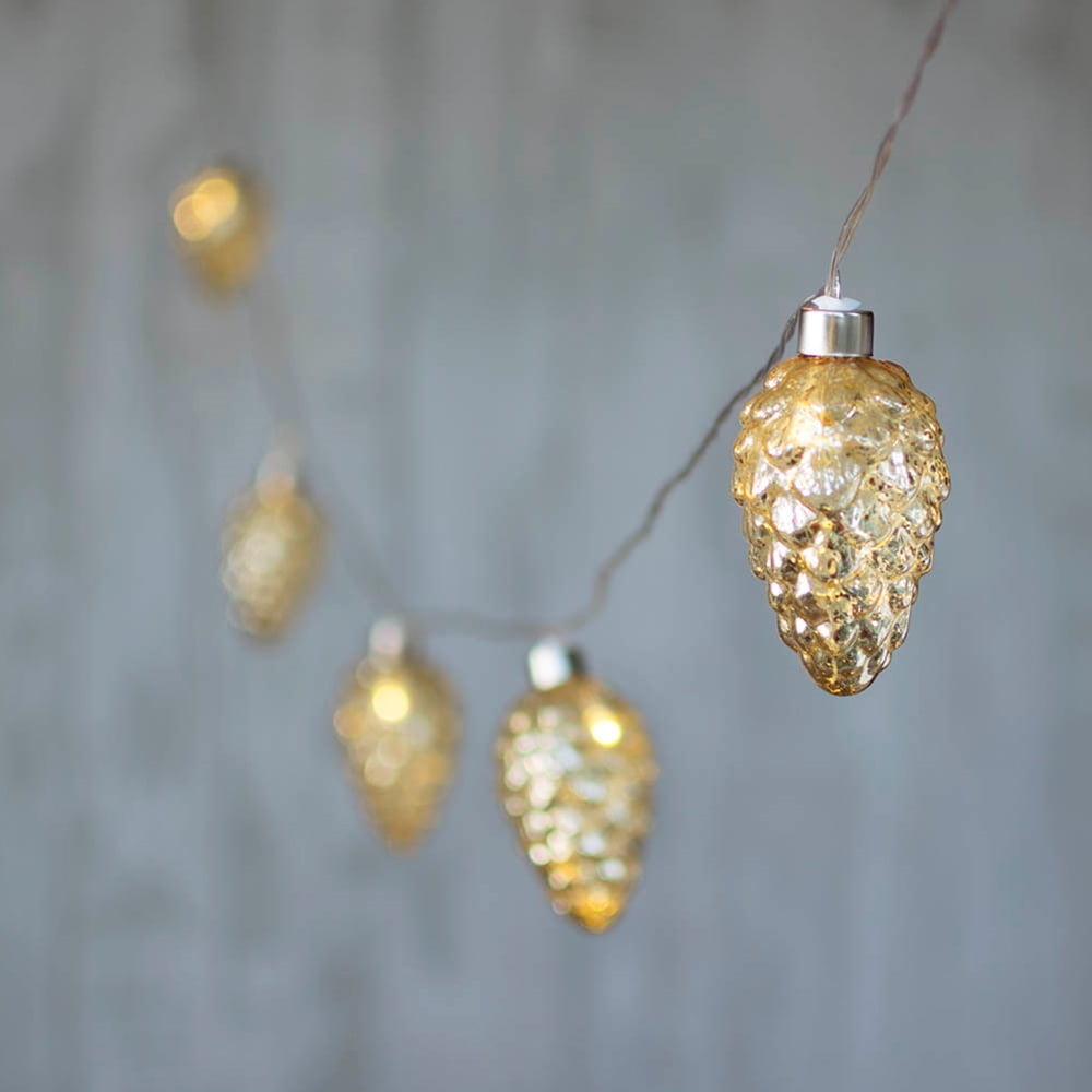 Wedding Lights LED String Lights Glass Pine Cone 4.6 ft Clear Wire