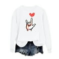 thumbnail image 4 of GUZOM Womens White Valentine's Day Sweatshirt, Oversized Off-The-Shoulder with Pixel Rock On Hand Heart Print,Size M, 4 of 6