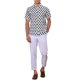 thumbnail image 2 of Camisa de vestir de manga corta con cuello de punto para hombre, estampado de lunares INSPIRE CHIC, L blanca, 2 of 6