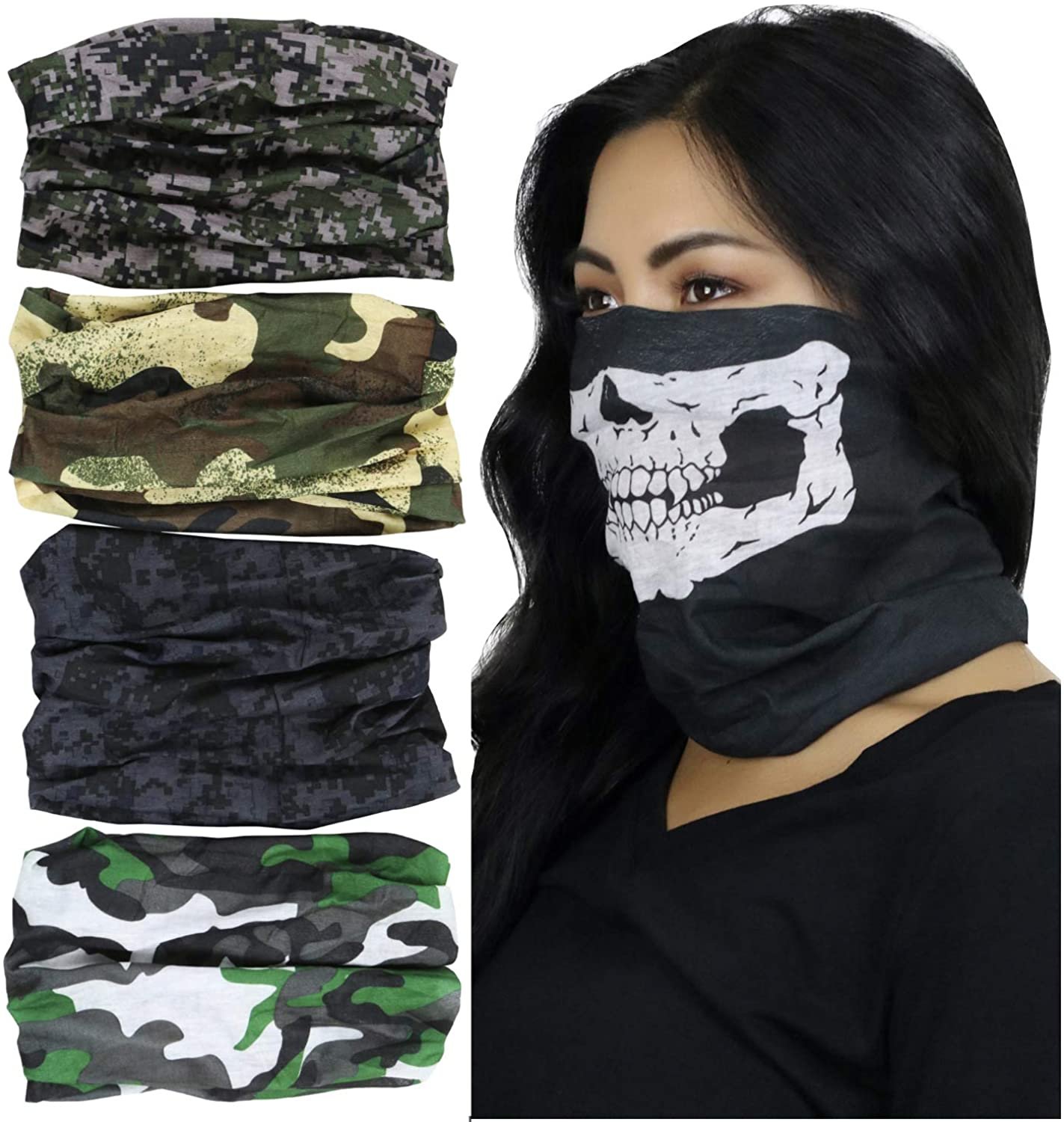 ToBeInStyle Pack of 4 Unisex Versatile Infinity Facial Scarves Mask