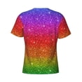 thumbnail image 6 of Vsdgher Rainbow Glitter Print Men's Dry Fit Mesh Athletic Shirts Moisture Wicking Tennis T-Shirt Tops, 6 of 9