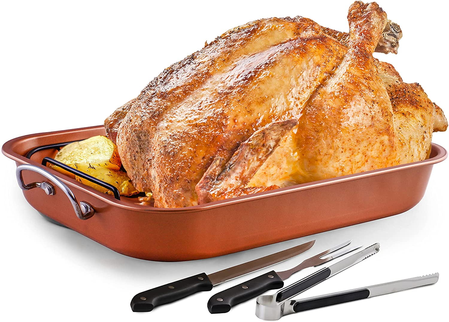 Variety Stainless Steel Square Oval V-Rack Holiday Potroast Turkey Roasting Pans