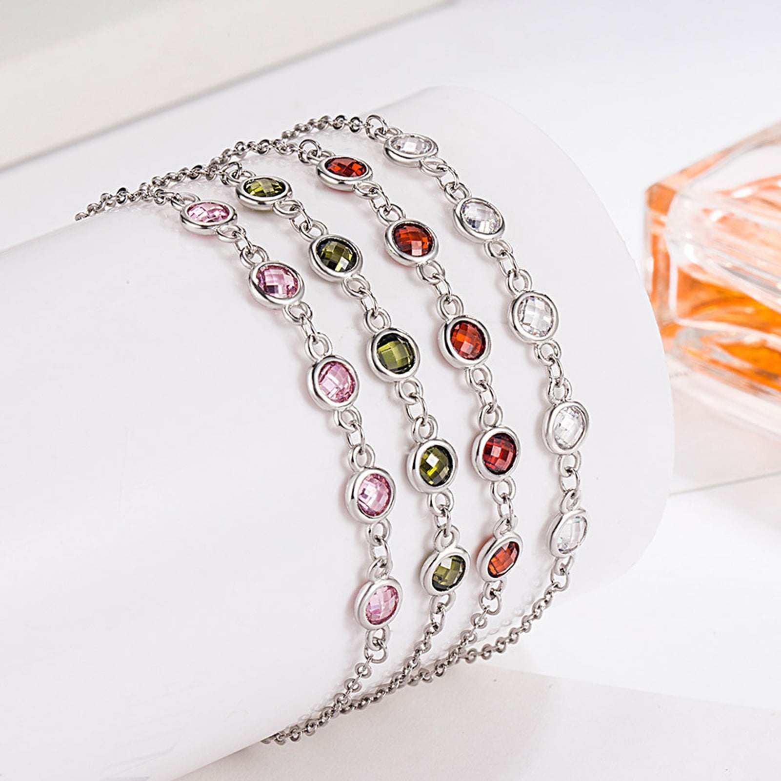 Chain Bracelet Glittery 5 Beads Fashion Accessories Geometric