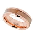 thumbnail image 2 of 8mm Rose Gold Plated Comfort Fit Tungsten Carbide Ring with Hawaiian Koa Wood Inlay, Beveled Edge Wedding Ring, 2-tone Tungsten Ring - TN739s12, 2 of 3