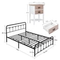 thumbnail image 5 of VECELO 3-Piece Bedroom Set with Full Metal Bed Frame and 2 Oak  Nightstands (Set of 3), 5 of 8