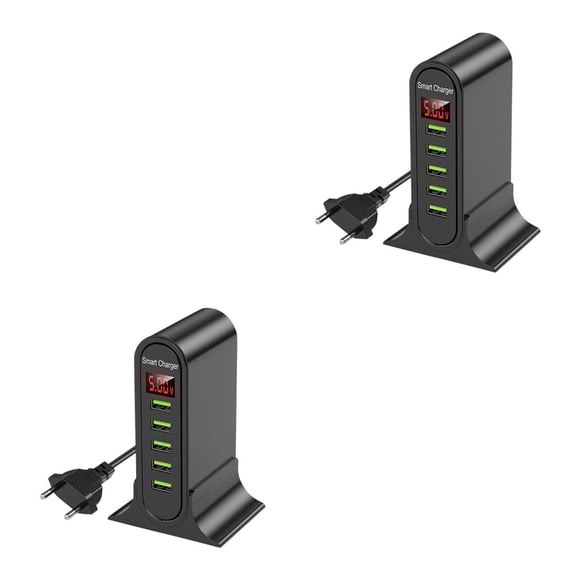 Methold USB de 5 puertos para Xiaomi, pantalla Digital LED, estación de carga Multi USB, teléfono Universal, pared de escritorio, enchufe para Type3 NO3