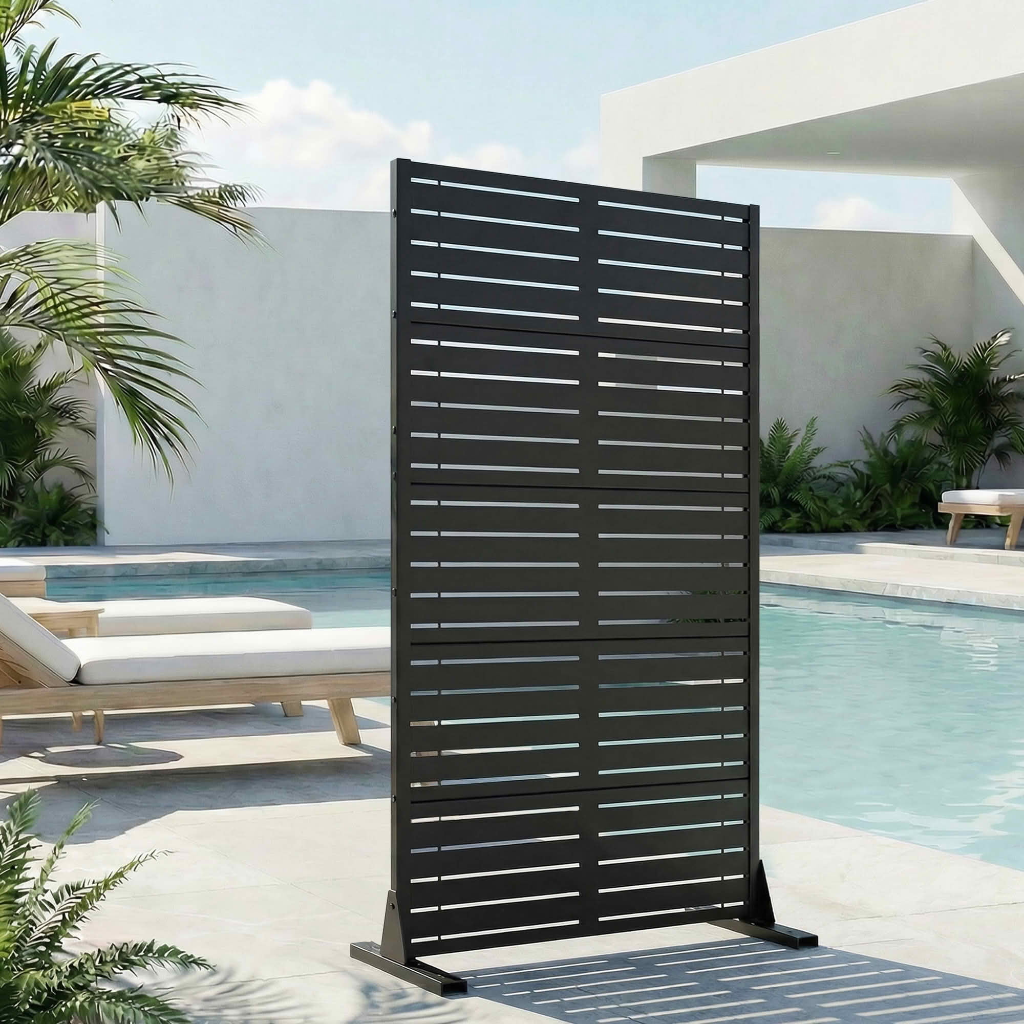 MAYEERTY 59x30 Black Outdoor Natural Privacy Panel Screen, 5 Piece Set Natural Folding Divider for Backyard and Garden