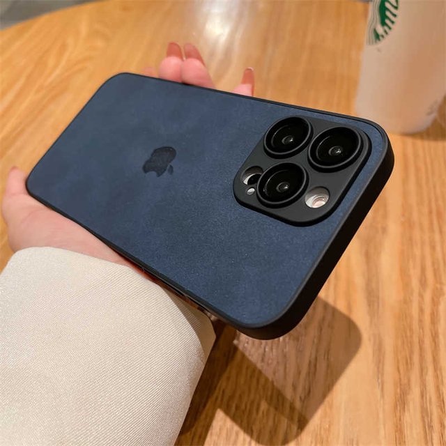 Logotipo De Apple De Lujo Con Película De Lente Protección Suave Y A Prueba De Golpes Funda Para Teléfono De Piel De Oveja Adecuado Para iPhone 14 13 12 11 Pro Max Huellas Dactilares