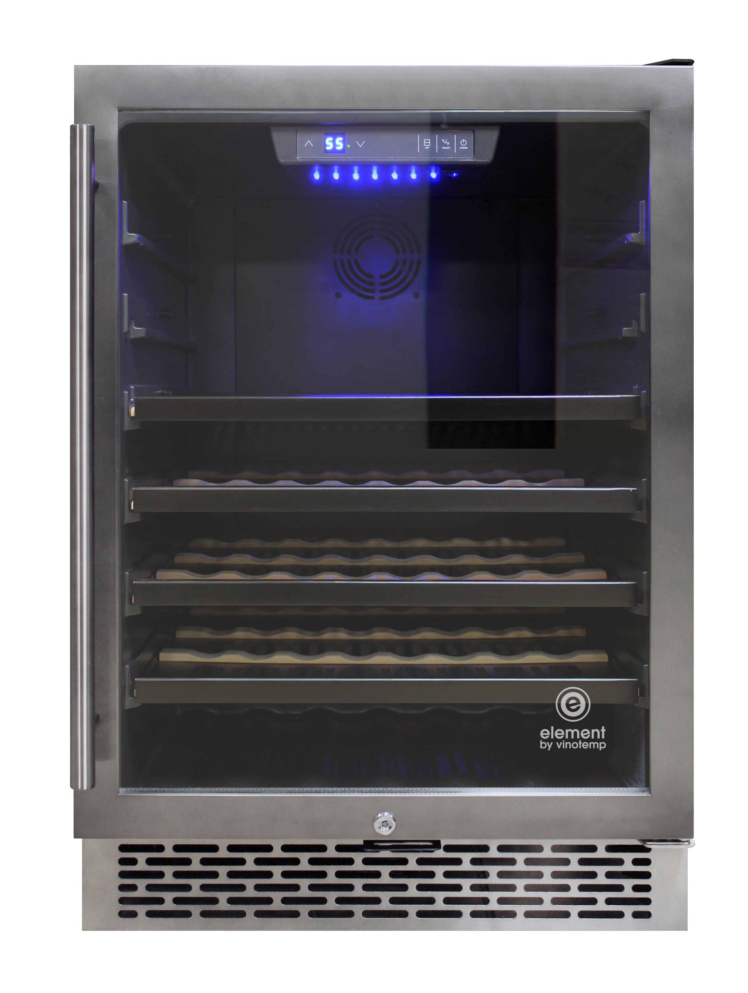 54Bottle Smoked Black Stainless Steel Wine Cooler