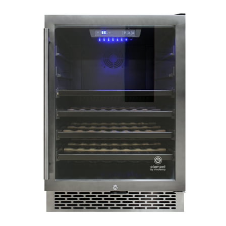 54-Bottle Smoked Black Stainless Steel Wine Cooler