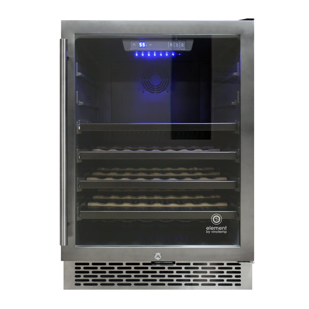54Bottle Smoked Black Stainless Steel Wine Cooler