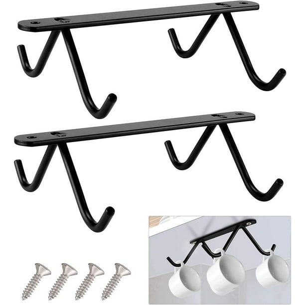 Estante para bebidas, 2 estantes para tazas debajo del gabinete, estante para tazas de café de acero inoxidable, estante para tazas, utilizado para almacenamiento de tazas de café y electrodomésticos