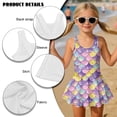 thumbnail image 6 of Xixirimido Colored Mermaid Scale Print Girls One-piece Swimsuits Sleeveless Swimwear with Skirt & Built-in Shorts Hawaiian Beach Vacation Modest Bathing Suit, 5-6 Years, 6 of 7