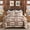 Bear, variant on Horse Quilt Set King - 100% Cotton King Quilt Bedding Set - Cowboy Western Rustic Farmhouse Quilts - Wildlife Animals & Forest Beige Plaid Patchwork Bedspread Set for All Season - 3 Pcs