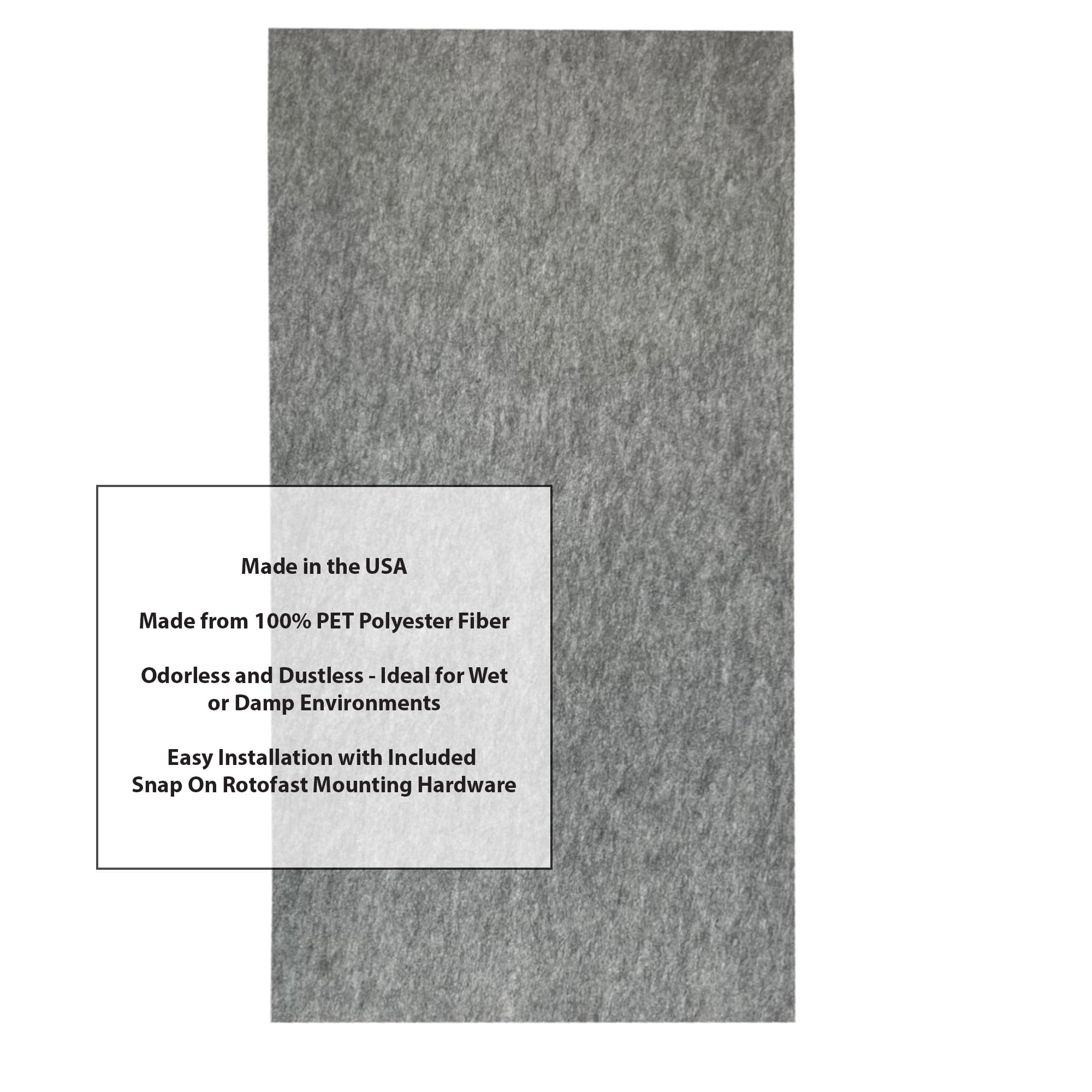 ATS Acoustics PET Acoustic Panel, Polyester, Water Resistant, 24" x 48" x 1" (Smoke)