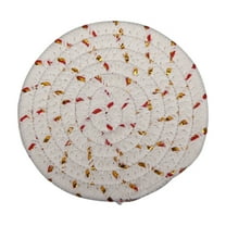 THLKIF Circular Woven Cotton Pot Mat - Thickened Kitchen Table Insulation Pad, Heatproof Trivet for Hot Dishes & Soup Bowls, Handmade Tableware Accessory (4.33'')