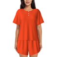 thumbnail image 1 of Fotbe Orange Conjunto de Pijama Estampado para Mujer, 2 Piezas, Ropa de Dormir con Camiseta de Manga Corta y Shorts Suaves-Large, 1 of 6