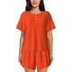 thumbnail image 1 of Fotbe Orange Conjunto de Pijama Estampado para Mujer, 2 Piezas, Ropa de Dormir con Camiseta de Manga Corta y Shorts Suaves-XX-Large, 1 of 6
