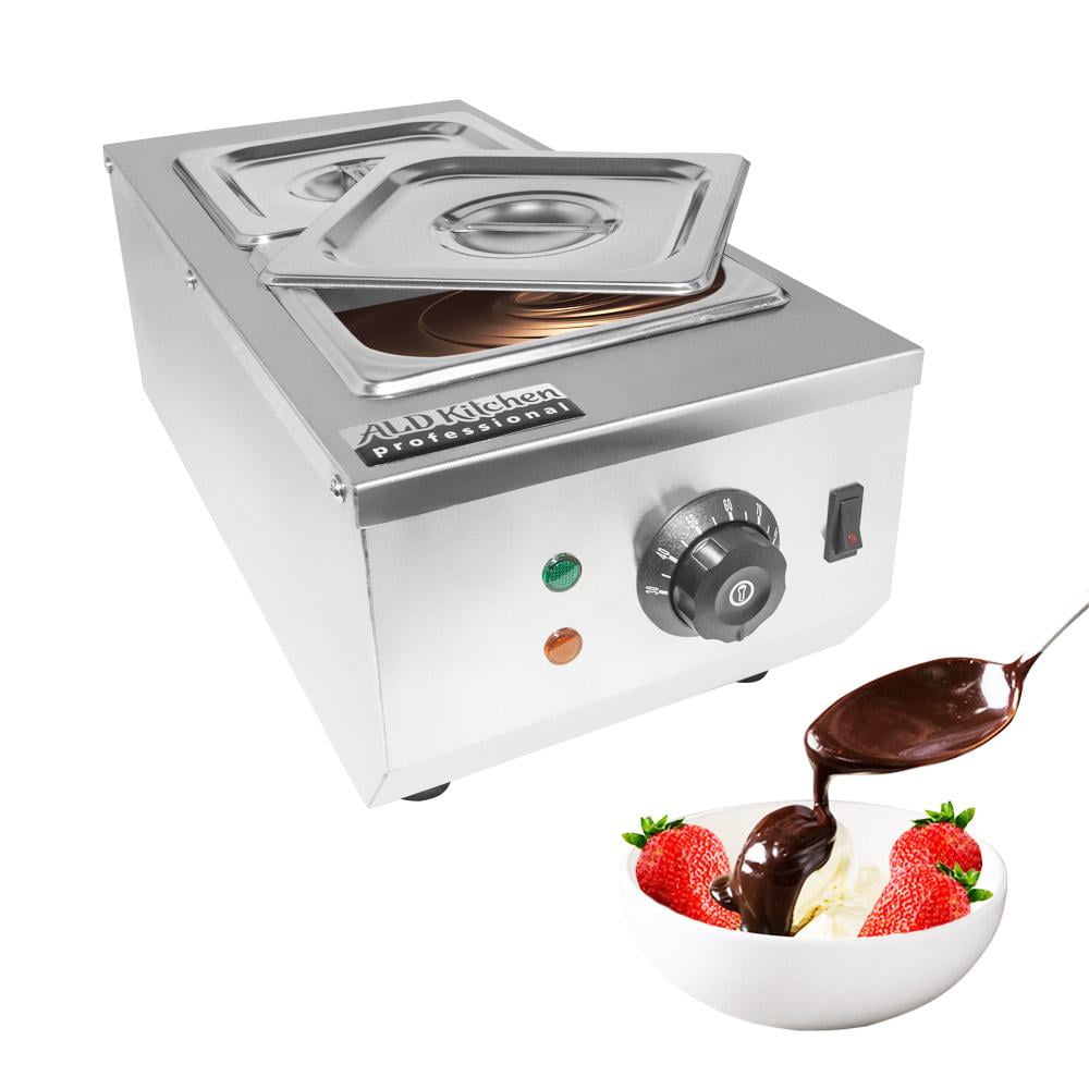 Electric Chocolate Melting Pot Machine Upthehill Commercial Electric Chocolate Heater Chocolate Melting Machine Double Cylinder Digital Control for Chocolate Cheese Soup Double Pans, 1500W