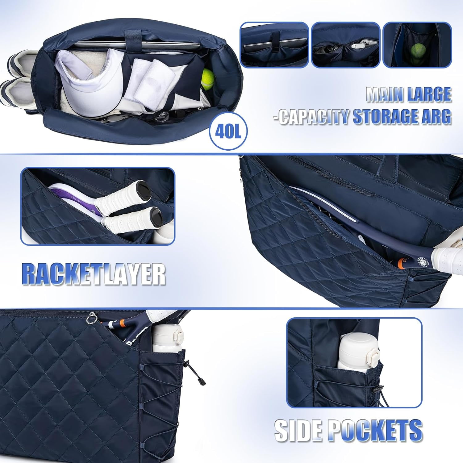 Womens Tennis Bag with Shoe Compartment, Convertible Strap and Hidden Fence Hook – Stylish Tennis Racket Bags for Women and Practical Tennis Bags for Women