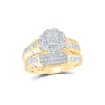 thumbnail image 2 of 10kt Yellow Gold His Hers Round Diamond Cluster Matching Wedding Set 1 Cttw, 2 of 3