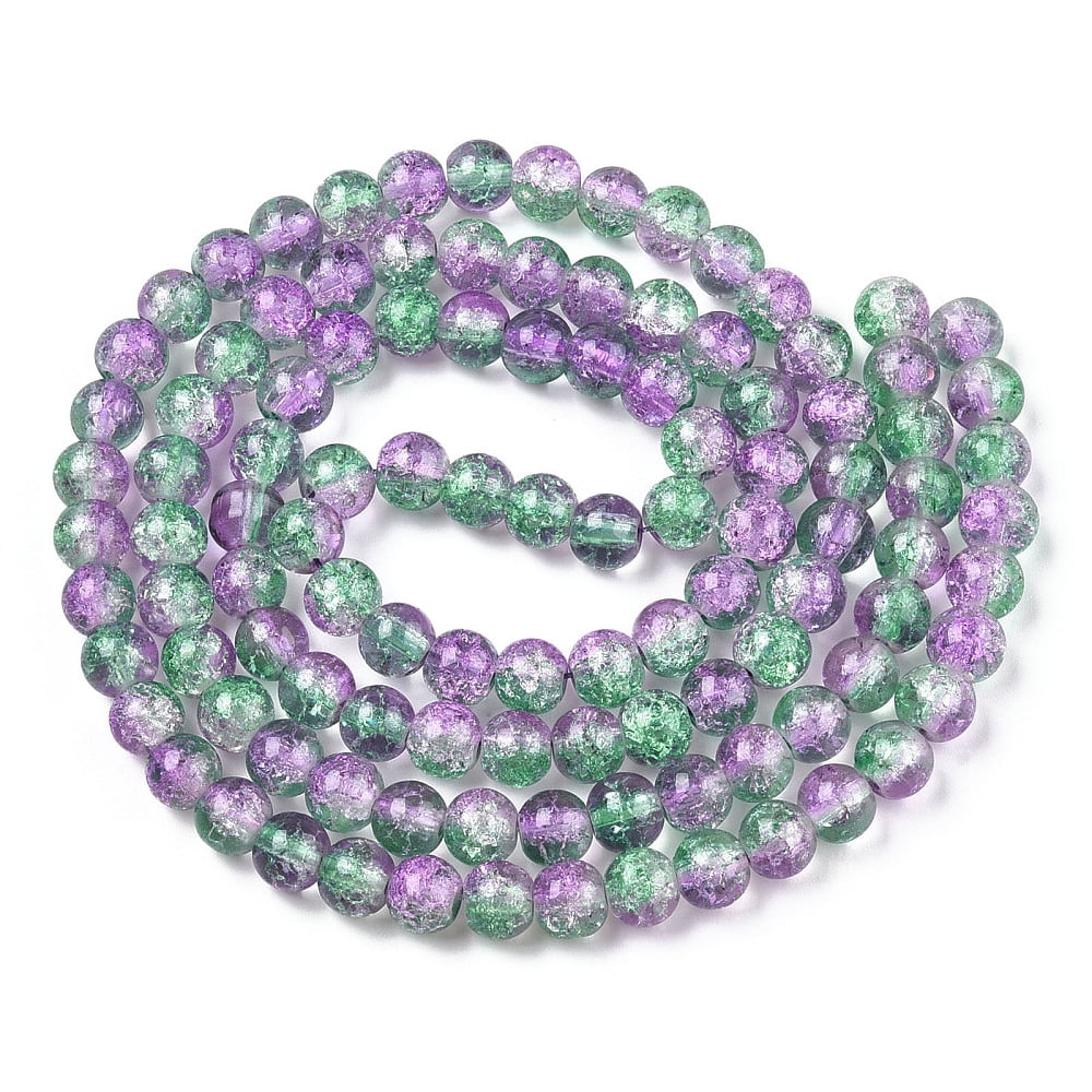 Two-Tone Baking Painted Transparent Glass Beads Strands Round Light Green 8mm Hole: 1.5mm 108~110pcs/strand 30.71 inch~31.50 inch(78~80cm) diy