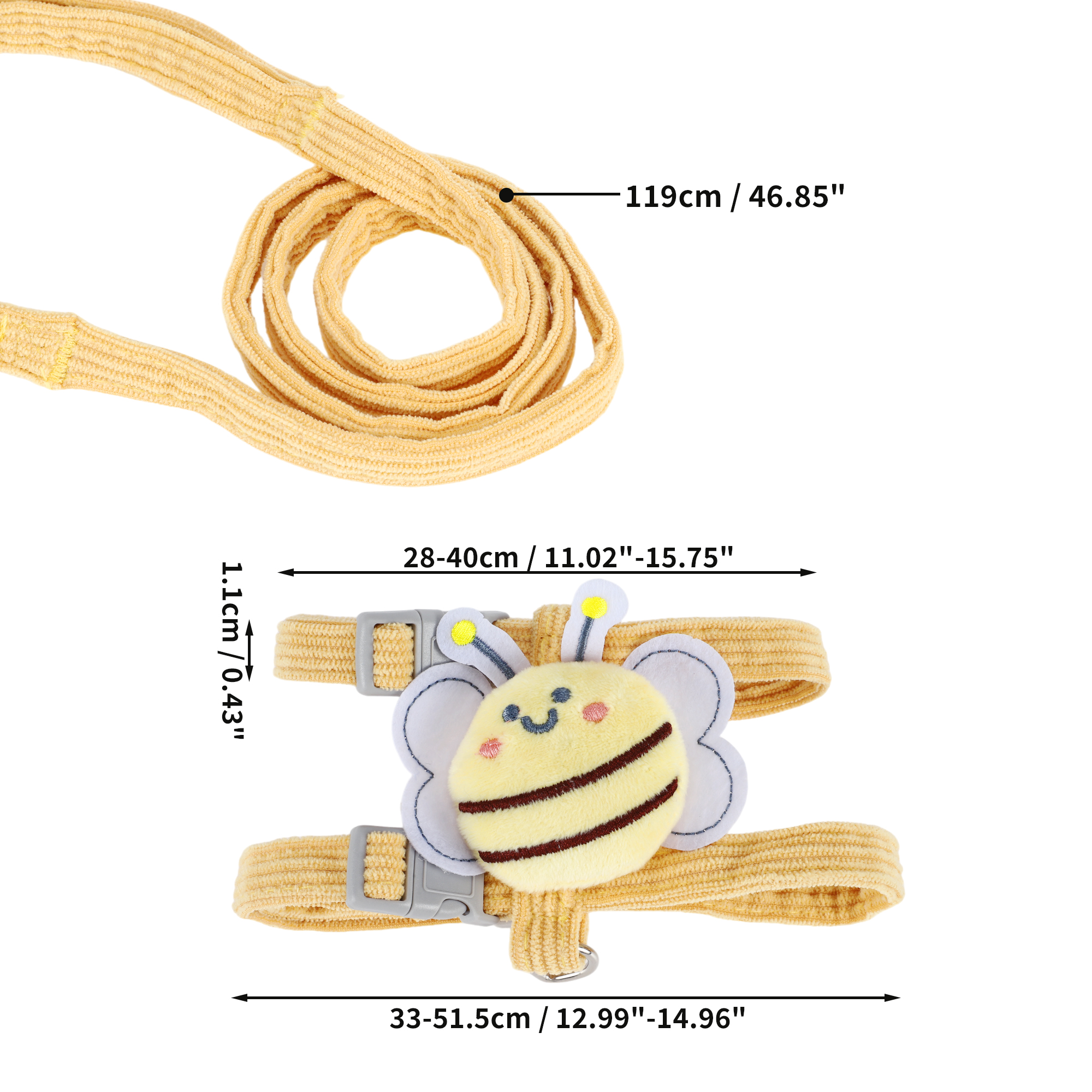Unique Bargains Adjustable Easy Control Dog Vest Cat Harness and Leash Set Yellow M