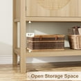thumbnail image 6 of 35.5 Inch Rattan Entryway Console Table,Slim Sofa Side Table with Storage Cabinet & Open Shelf, Modern Farmhouse Accent Furniture, Natural, 6 of 7