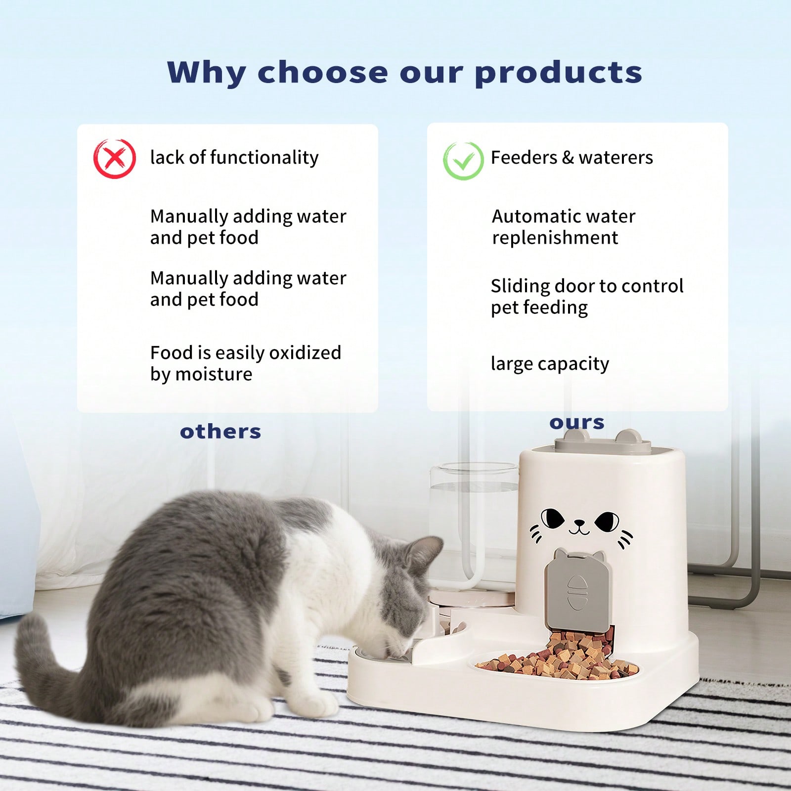 Automatic Cat Water Dispenser – 2-In-1 Large Capacity Drinking Fountain For All Cats, Available In Pink, Gray, Orange & Green