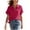 Wine, variant on Tqcoqu Women's Cotton Linen Button Down Shirt,V Neck Short Sleeve Blouse,Business Casual Collared Summer Tops with Pocket,Army Green Women's S-XXL