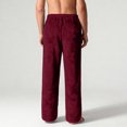 thumbnail image 4 of Dresfit Fuzzy Pajama Pants for Men Fall Flannel Pajamas Fleece Lined Pant Warm Comfort Plush Solid Color Sleepwear Thick Fluffy Drawstring Bottoms with Pockets Wine 3XL, 4 of 9