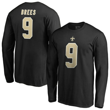 Drew Brees New Orleans Saints NFL Pro Line by Fanatics Branded Authentic Stack Name & Number Long Sleeve T-Shirt -