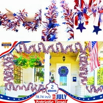 Twfbrm 4th of July Patriotic Tinsel Garland Red White Blue Garland Artificial Independence Day Metallic Twist Hanging Garland Fireplace Wreath Decor for Staircase Railing