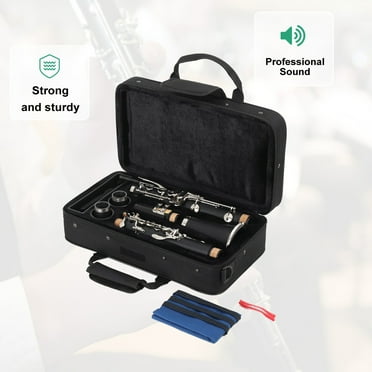 TABODD B Flat Clarinet with Ebonite Body, Student Clarinet -Durable Nickel Plated Keys Adjustable Thumb Rest. Lightweight Clarinet Canvas Case. (Nickle)