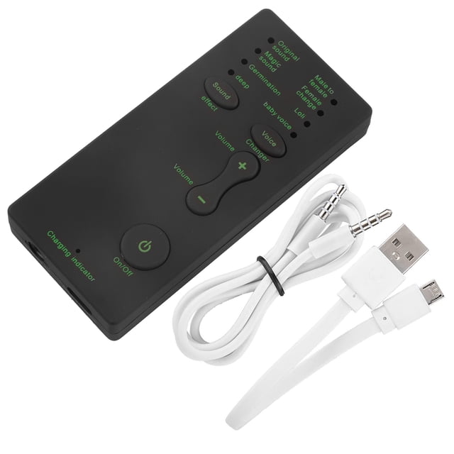 Mini cambiador de voz portátil con tarjeta de sonido para transmisión en vivo, compatible con teléfono móvil y PC (versión en inglés)
