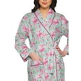 thumbnail image 4 of Moomaya Cotton Robe Women Long Printed Cotton Crossover Summer Bathrobes, 4 of 6