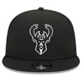 thumbnail image 2 of Men's New Era Black Milwaukee Bucks 9FIFTY Snapback Trucker Hat, 2 of 6