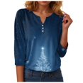 thumbnail image 4 of Rotm Christmas 3/4 Sleeve Tops Women Womens Plus Size Tops 3/4 Sleeve Blouses Shirts Casual V Neck Loose Tunic Tops Navy,L, 4 of 7