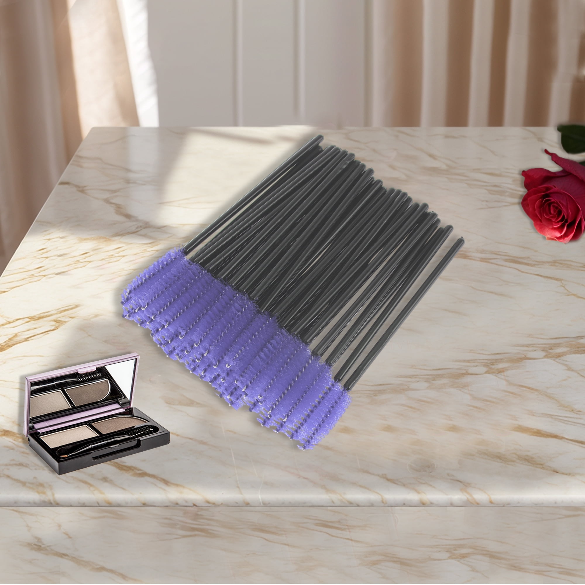 Unique Bargains Convenient Eyebrows Brushes for Travel 50 Pcs Black, Purple