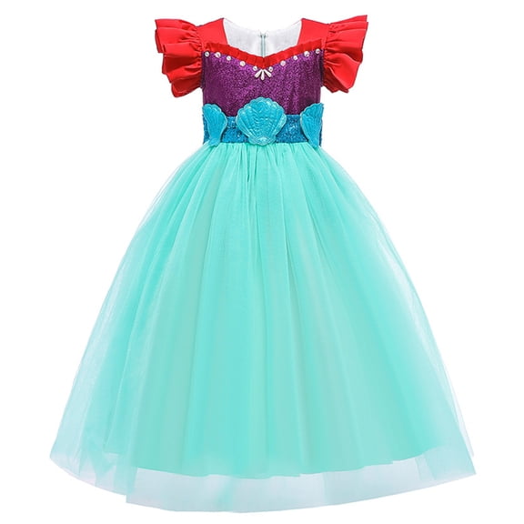 KAWELL Mermaid Outfits for Girls Halloween Party Cosplay Mermaid Dress Up Princess Birthday Costume Dress