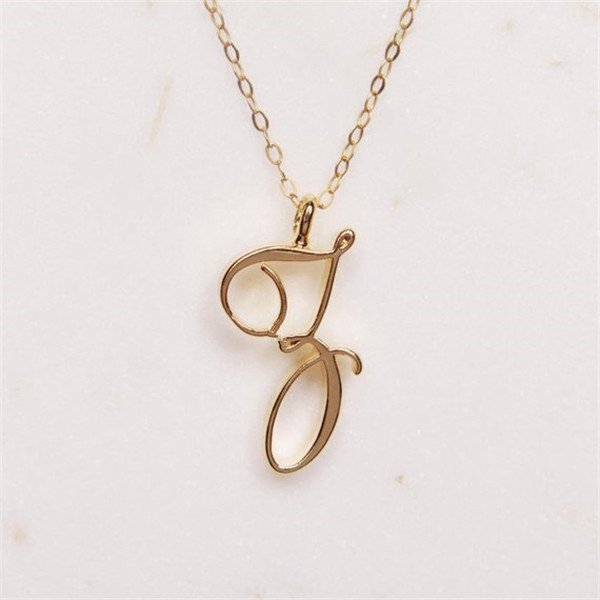 Petit Collier Alphabet Cursif 26 Lettres A-Z Logo Tag Symbole Pendentif Chaîne Clavicule